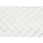 Thassos White Marble Honed 1 x 4 Herringbone Mosaic Tile-Marble Mosaic-American Tile Depot