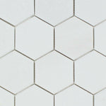 Thassos White Marble Honed 3" Hexagon Mosaic Tile-Marble Mosaic-American Tile Depot