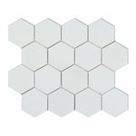 Thassos White Marble Honed 3" Hexagon Mosaic Tile-Marble Mosaic-American Tile Depot