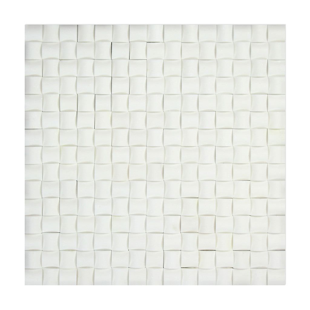 Thassos White Marble Honed 3D Small Bread Mosaic Tile-Marble Mosaic-American Tile Depot