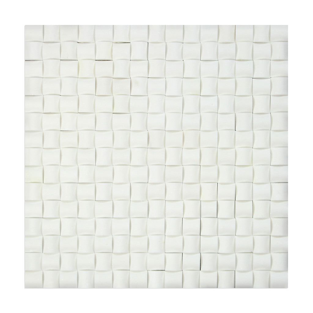 Thassos White Marble Honed 3D Small Bread Mosaic Tile-Marble Mosaic-American Tile Depot