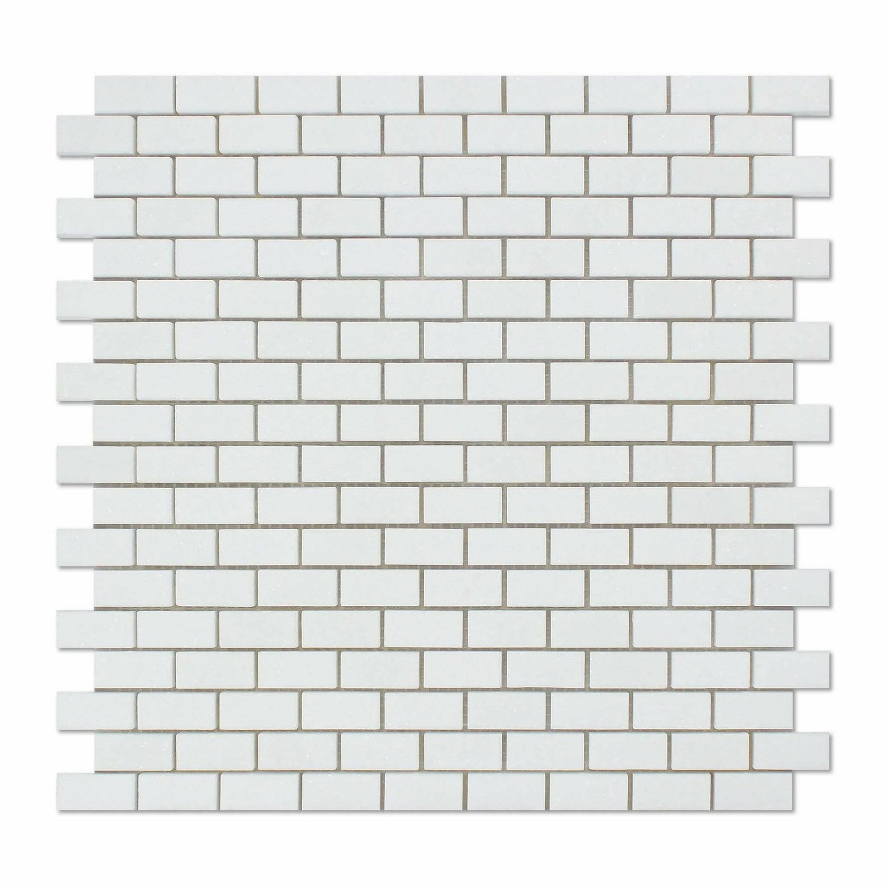 Thassos White Marble Honed Baby Brick Mosaic Tile-Marble Mosaic-American Tile Depot