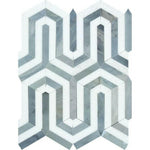 Thassos White Marble Honed Berlinetta Mosaic Tile w / Blue-Gray-Marble Mosaic-American Tile Depot