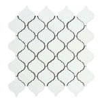 Thassos White Marble Honed Lantern Arabesque Mosaic Tile-Marble Mosaic-American Tile Depot