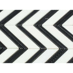 Thassos White Marble Honed Large Chevron Mosaic Tile w / Black Dots Strips-Marble Mosaic-American Tile Depot