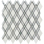 Thassos White Marble Honed Lattice Mosaic Tile w / Ming Green Dots-Marble Mosaic-American Tile Depot