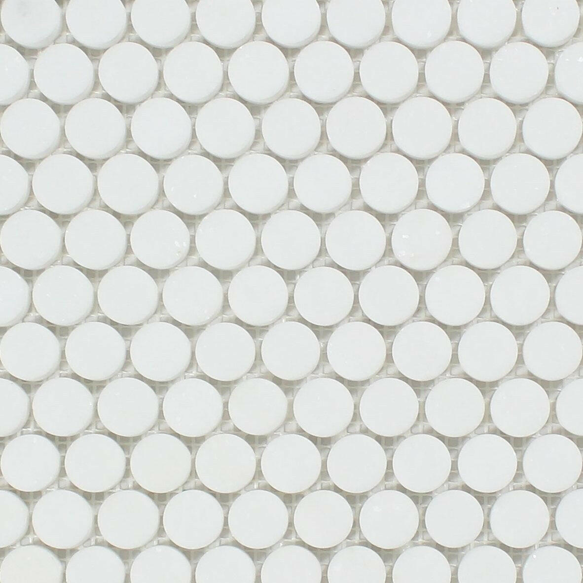 Thassos White Marble Honed Penny Round Mosaic Tile-Marble Mosaic-American Tile Depot