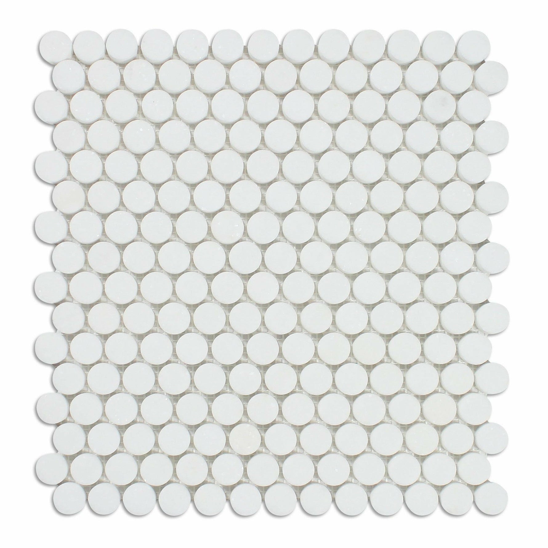 Thassos White Marble Honed Penny Round Mosaic Tile-Marble Mosaic-American Tile Depot