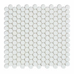 Thassos White Marble Honed Penny Round Mosaic Tile-Marble Mosaic-American Tile Depot