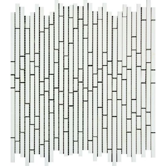 Thassos White Marble Honed ( Single-Color Thassos ) Bamboo Sticks Mosaic-Marble Mosaic-American Tile Depot