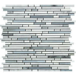 Thassos White Marble Honed Tricolor ( Thassos +Carrara + Blue-Gray ) Bamboo Sticks Mosaic-Marble Mosaic-American Tile Depot