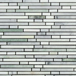 Thassos White Marble Honed Tricolor ( Thassos +Carrara +Ming-Green ) Bamboo Sticks Mosaic-Marble Mosaic-American Tile Depot