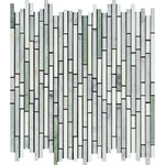 Thassos White Marble Honed Tricolor ( Thassos +Carrara +Ming-Green ) Bamboo Sticks Mosaic-Marble Mosaic-American Tile Depot