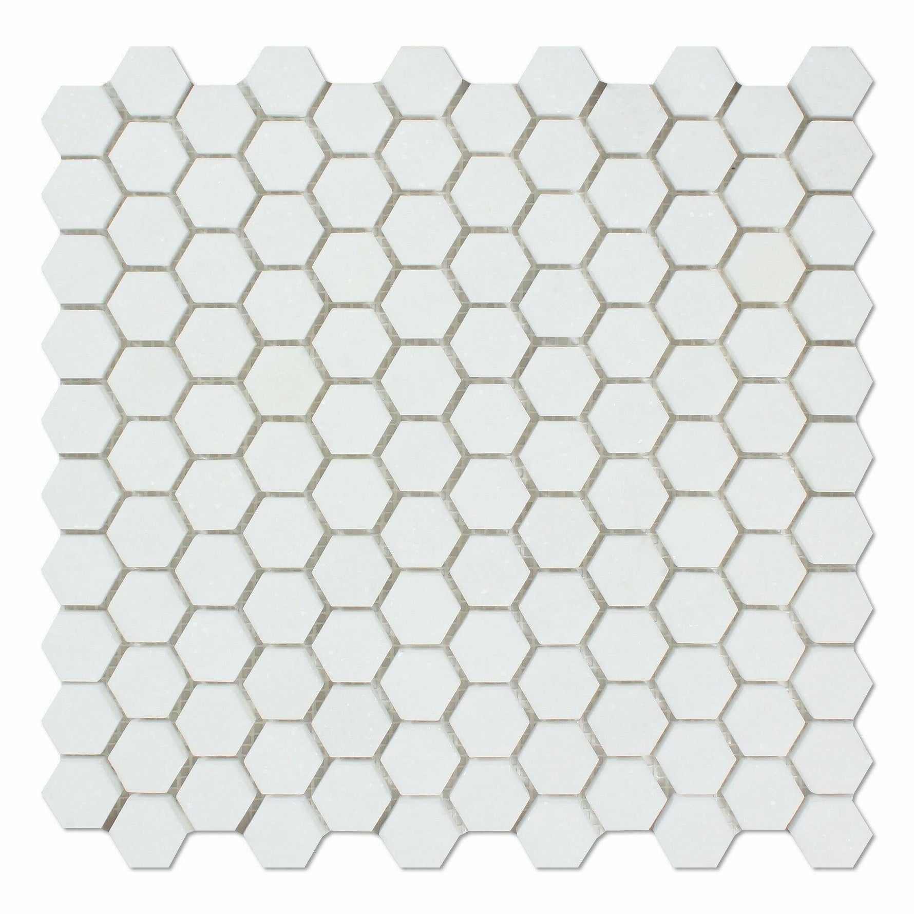 Thassos White Marble Polished 1" Mini Hexagon Mosaic Tile-Marble Mosaic-American Tile Depot