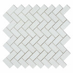 Thassos White Marble Polished 1 x 2 Herringbone Mosaic Tile-Marble Mosaic-American Tile Depot