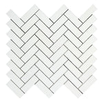 Thassos White Marble Polished 1 x 3 Herringbone Mosaic Tile-Marble Mosaic-American Tile Depot