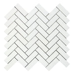 Thassos White Marble Polished 1 x 3 Herringbone Mosaic Tile-Marble Mosaic-American Tile Depot