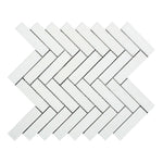 Thassos White Marble Polished 1 x 4 Herringbone Mosaic Tile-Marble Mosaic-American Tile Depot