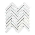 Thassos White Marble Polished 1 x 4 Herringbone Mosaic Tile-Marble Mosaic-American Tile Depot