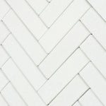 Thassos White Marble Polished 1.25 x 6 Herringbone Mosaic Tile-Marble Mosaic-American Tile Depot