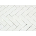 Thassos White Marble Polished 1.25 x 6 Herringbone Mosaic Tile-Marble Mosaic-American Tile Depot