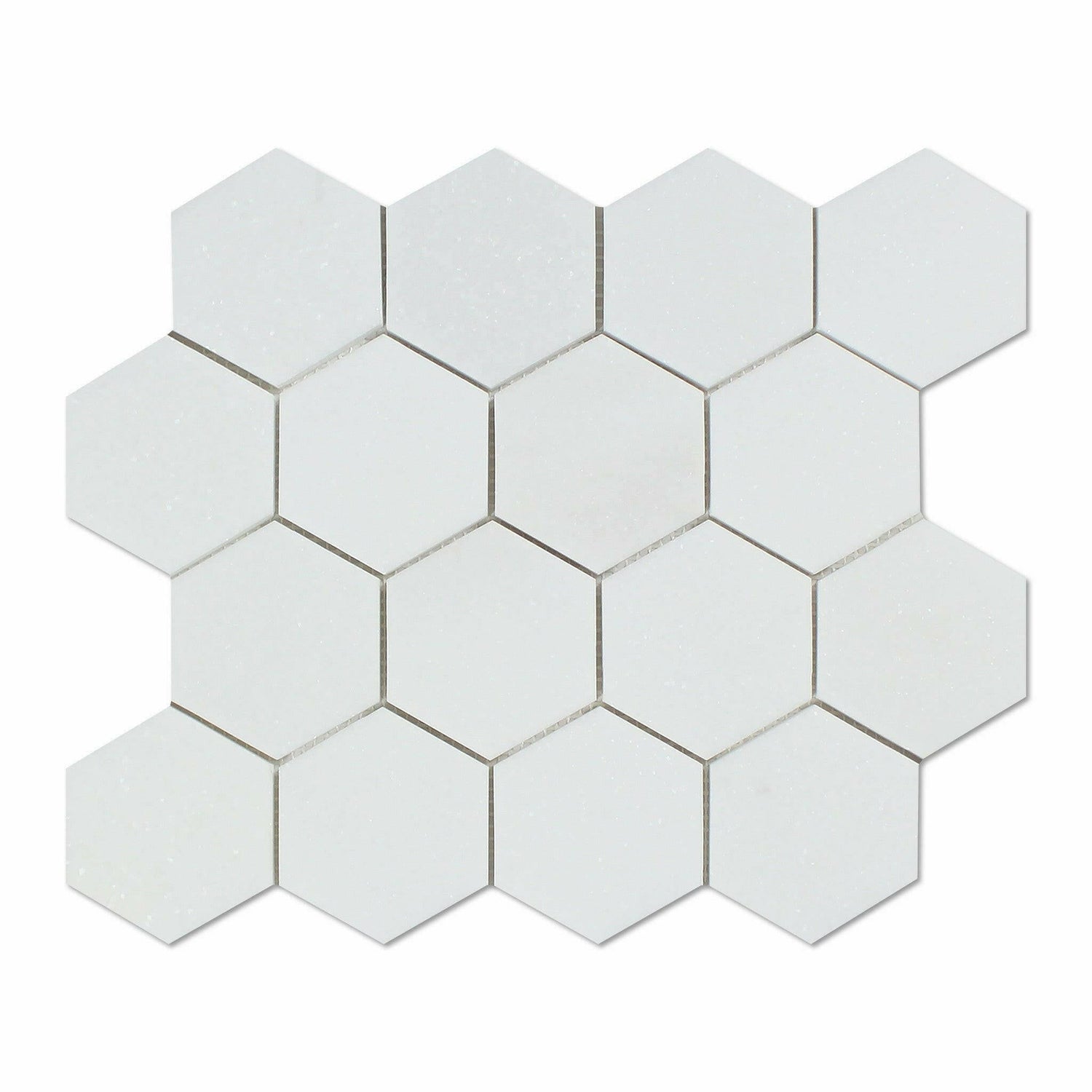 Thassos White Marble Polished 3" Hexagon Mosaic Tile-Marble Mosaic-American Tile Depot