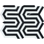 Thassos White Marble Polished Berlinetta Mosaic Tile w / Black-Marble Mosaic-American Tile Depot