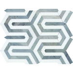 Thassos White Marble Polished Berlinetta Mosaic Tile w / Blue-Gray-Marble Mosaic-American Tile Depot