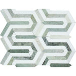 Thassos White Marble Polished Berlinetta Mosaic Tile w / Ming-Green-Marble Mosaic-American Tile Depot