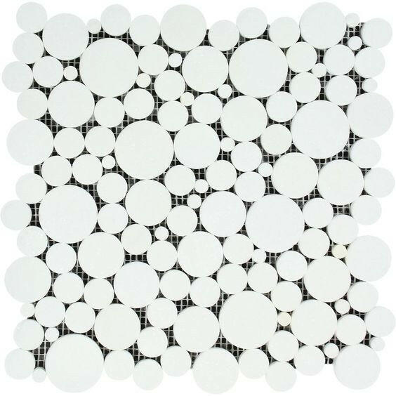 Thassos White Marble Polished Bubbles Mosaic Tile-Marble Mosaic-American Tile Depot