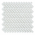 Thassos White Marble Polished Mini Herringbone Mosaic Tile-Marble Mosaic-American Tile Depot