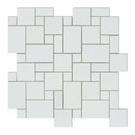 Thassos White Marble Polished Mini Versailles Mosaic Tile-Marble Mosaic-American Tile Depot