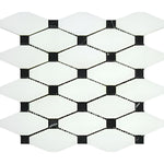 Thassos White Marble Polished Octave Pattern Mosaic Tile w/ Black Dots-Marble Mosaic-American Tile Depot