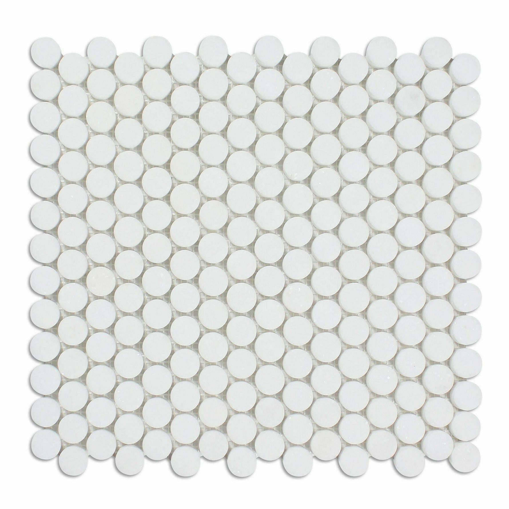 Thassos White Marble Polished Penny Round Mosaic Tile-Marble Mosaic-American Tile Depot