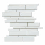 Thassos White Marble Polished Random Strip Mosaic Tile-Marble Mosaic-American Tile Depot