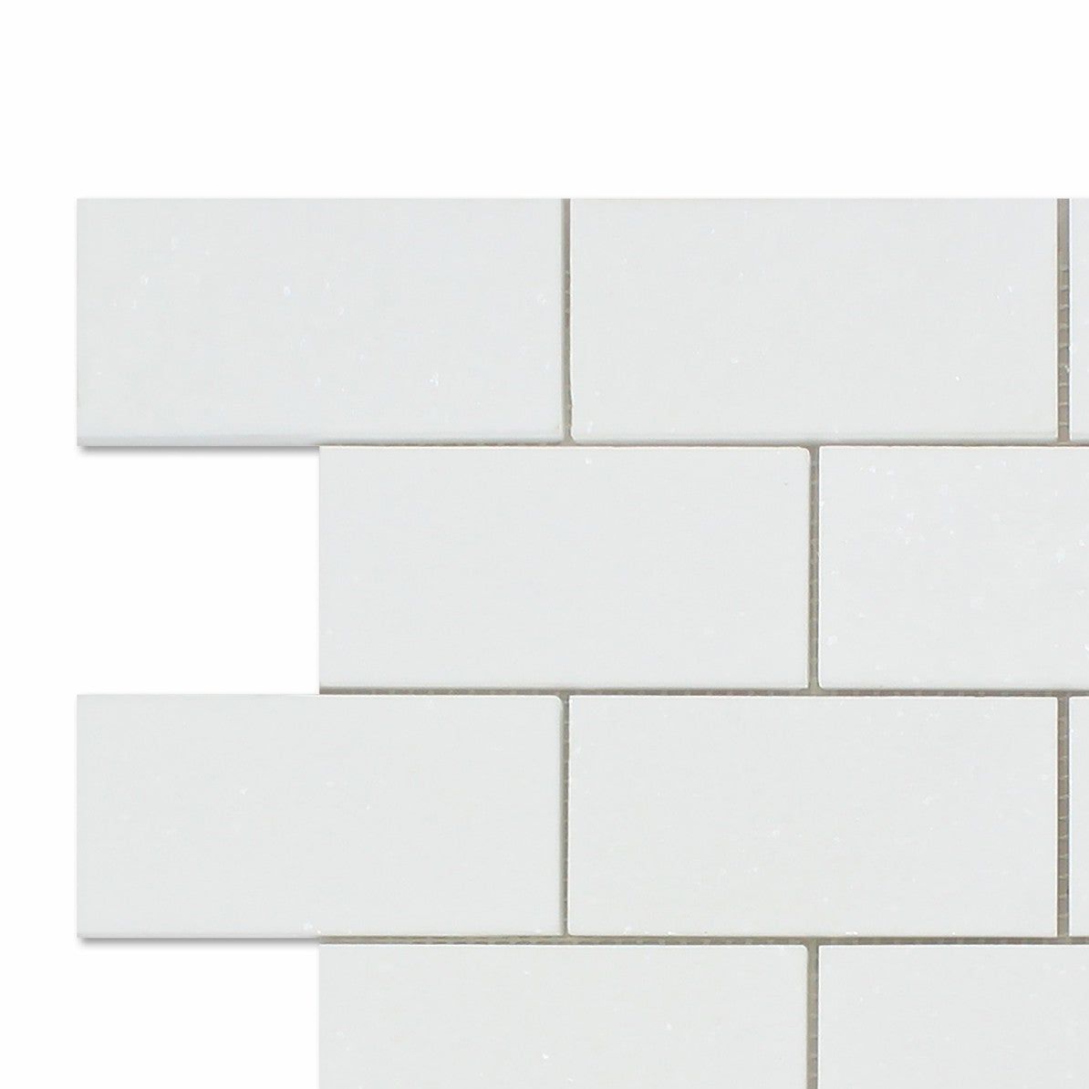 2 X 4 Thassos White Marble Honed Brick Mosaic Tile-Marble Mosaic-American Tile Depot