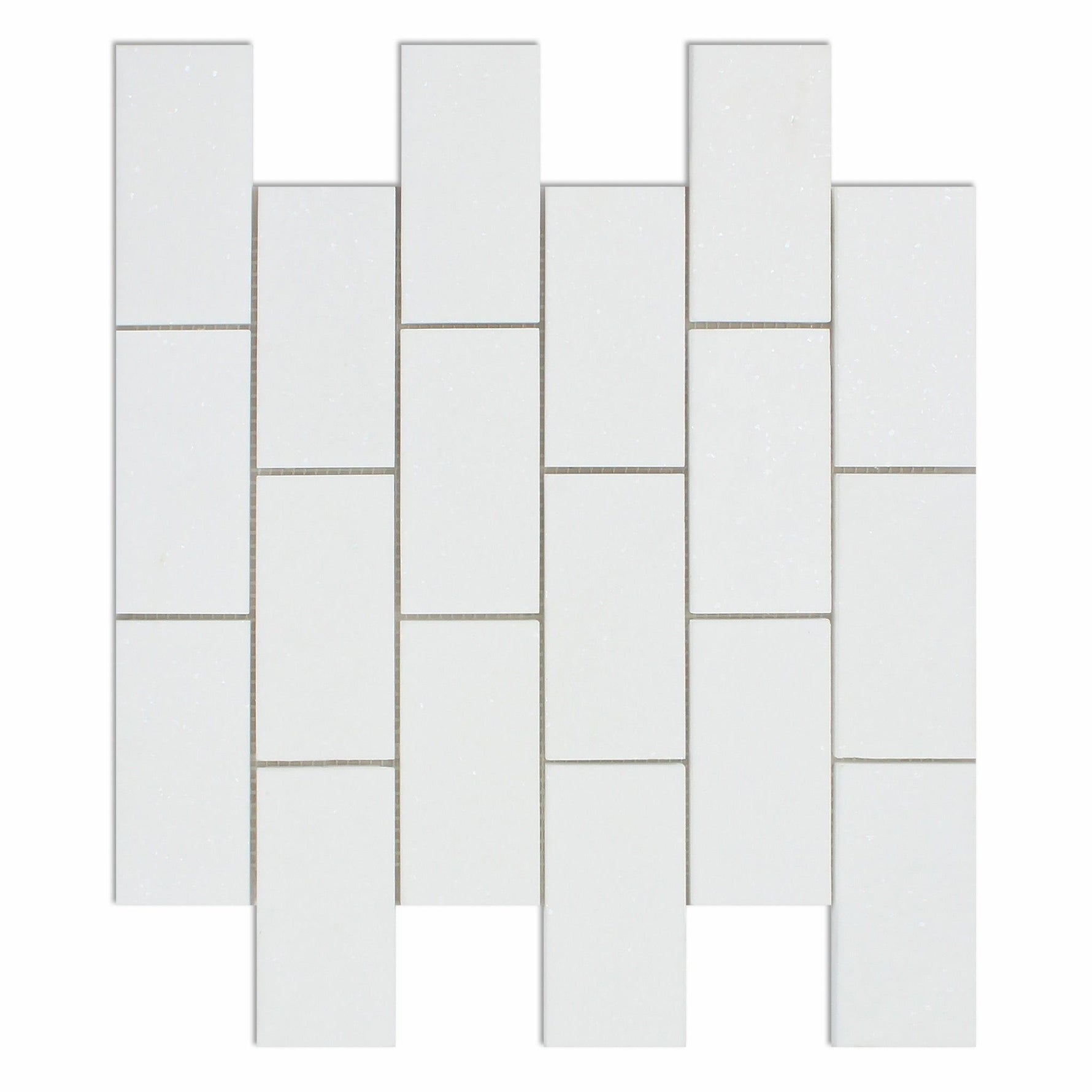 2 X 4 Thassos White Marble Honed Brick Mosaic Tile-Marble Mosaic-American Tile Depot