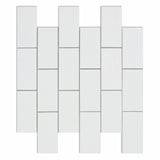 2 X 4 Thassos White Marble Honed Brick Mosaic Tile-Marble Mosaic-American Tile Depot