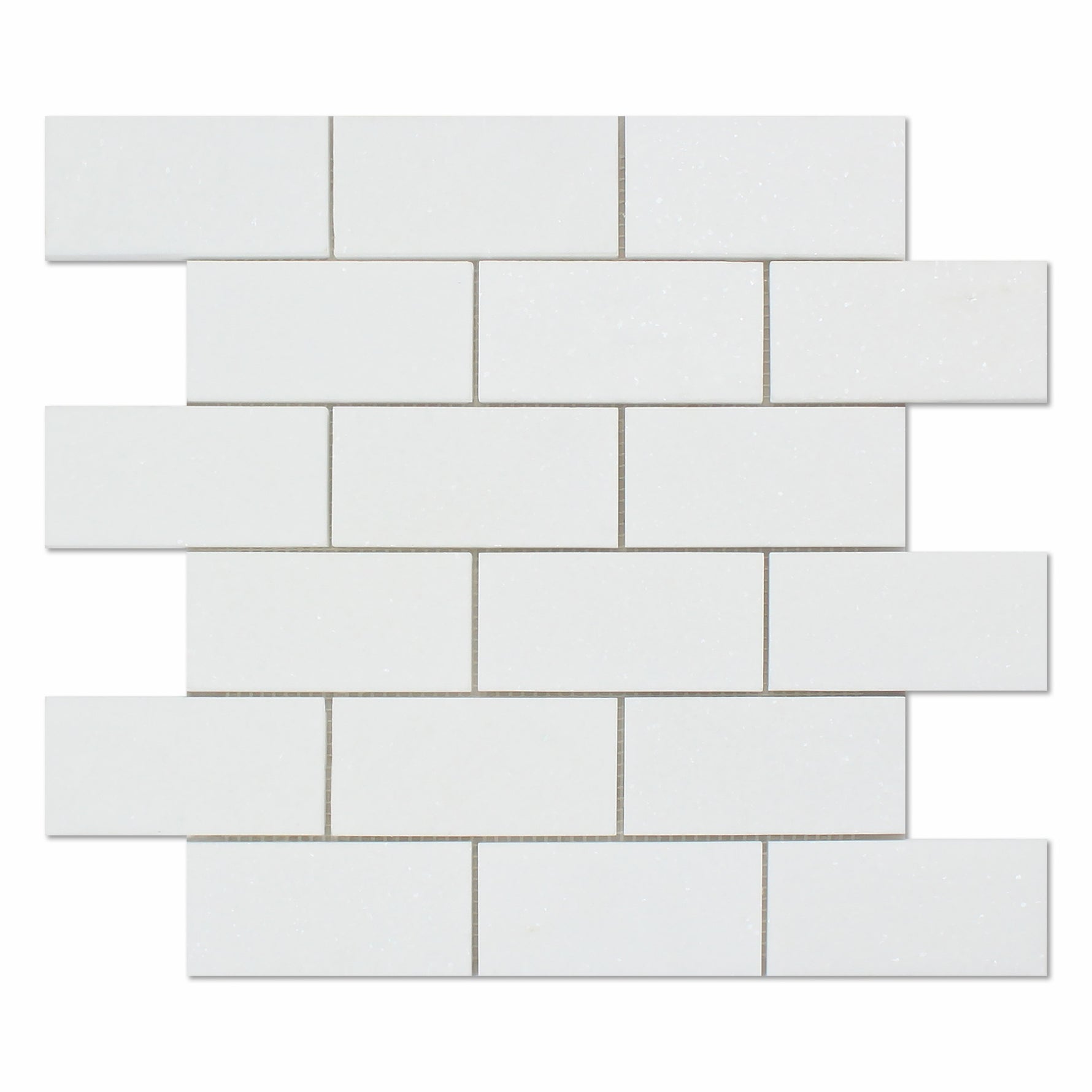 2 X 4 Thassos White Marble Honed Brick Mosaic Tile-Marble Mosaic-American Tile Depot