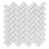 Thassos White Marble Honed 1 x 2 Herringbone Mosaic Tile