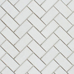 Thassos White Marble Honed 1 x 2 Herringbone Mosaic Tile-Marble Mosaic-American Tile Depot