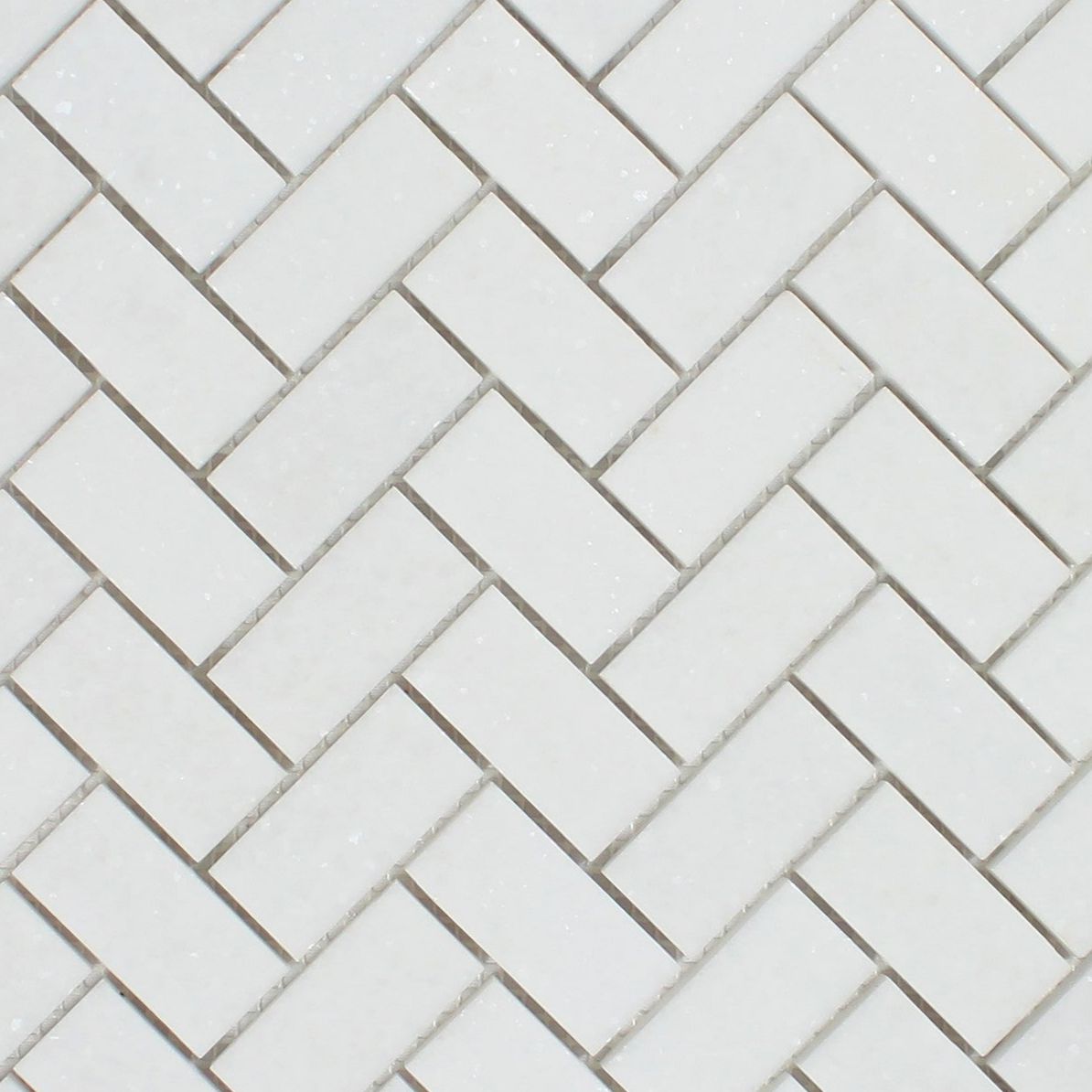 Thassos White Marble Honed 1 x 2 Herringbone Mosaic Tile-Marble Mosaic-American Tile Depot