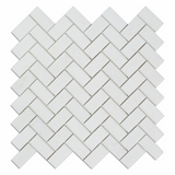 Thassos White Marble Honed 1 x 2 Herringbone Mosaic Tile