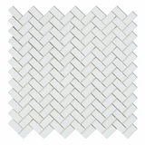 Thassos White Marble Honed Mini Herringbone Mosaic Tile