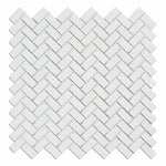 Thassos White Marble Honed Mini Herringbone Mosaic Tile-Marble Mosaic-American Tile Depot