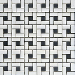 Thassos White Marble Polished Pinwheel Mosaic Tile w/ Black Dots-Marble Mosaic-American Tile Depot