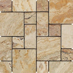 Valencia Travertine 3-Pieced Mini-Pattern Tumbled Mosaic Tile-Travertine Mosaic-American Tile Depot