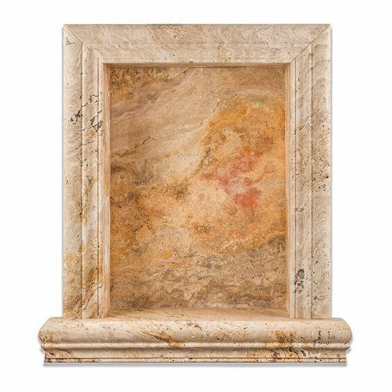 Valencia Travertine Hand-Made Custom Shampoo Niche / Shelf - LARGE - Honed-Accessories-American Tile Depot