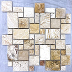 Valencia Travertine Tumbled Micro-Pattern (Mini Versailles) Mosaic Tile-Travertine Mosaic-American Tile Depot