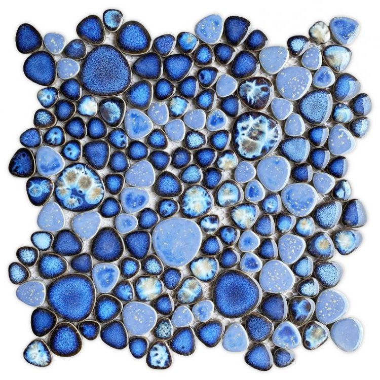 Venus Night Azure Pebble Porcelain Mosaic Tile-Porcelain Mosaic-American Tile Depot